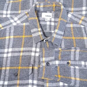 Sonoma‎ Men's Flannel Long Sleeves XXL Gray/Yellow 100% Cotton Casual